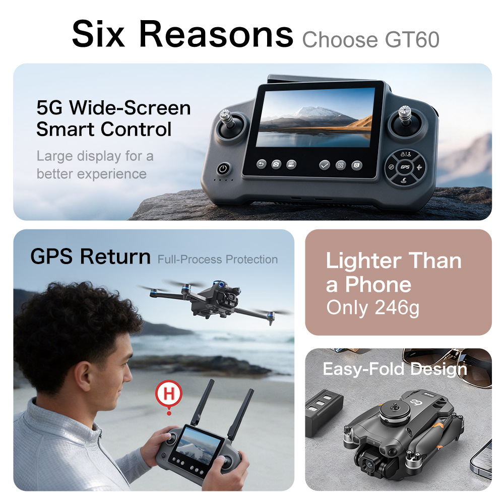 Nuevo Dron GPS GT60 con Fotogr - Drone Multispectral reseña y precio